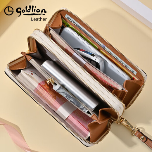 Jinlilai long women's wallet 2025 new urban fashion double zipper clutch multi-function large capacity hand-holding [off-white double zipper official authentic]
