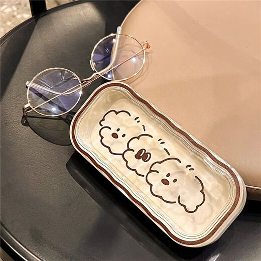 Liuzi Cartoon transparente wellige Brille Box Großhandel Japanisch niedliche tragbare Anti-Druck-Augen-Aufbewahrungsbox Sonnenbrille Box sagte nicht meine Brille + Spiegeltuch transparentes Wellenmuster