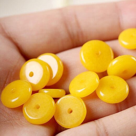 Beeswax separator, natural yellow chalcedony spacer, bracelet, Buddha bead color, small and large Vajra, star and moon, white jade bodhi text play set, yellow chalcedony separator, 10*3mm