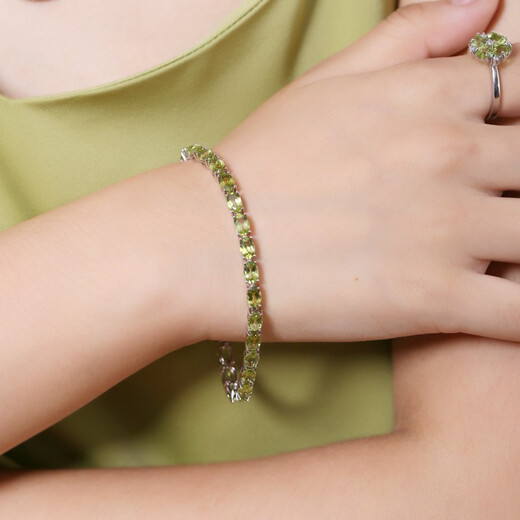GEM STONE KING Bracelet Women's 925 Silver 12 Carat Green Peridot Bracelet Colorful Treasure 925 Silver Birthday Gift for Girlfriend 520 Gift