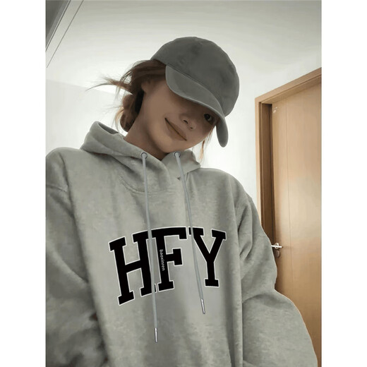 Xiaoyu 2024 Autumn Nueva sudadera con capucha H12171 White Grey S
