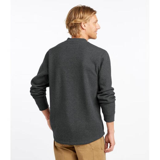 L.L.Bean men's sweater Henry shirt casual sports pullover autumn and winter velvet thickened warm top middle-aged and elderly dad wear Green Heather green L suitable for bust 116-122CM