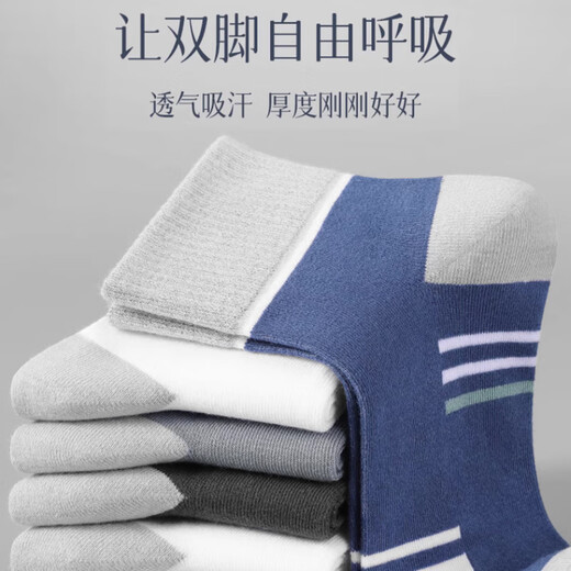 Shercehman 10 pairs of men's socks for spring and summer antibacterial and anti-odor thin breathable sweat-absorbing medium-tube stockings casual and fashionable stockings

