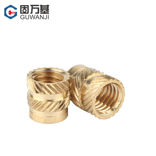 Guwanji injection molded hot-melt copper nut M2M3 through-hole knurled nut soil eight-character embedded copper insert copper flower mother national standard M2x3x3.2 50 pieces
