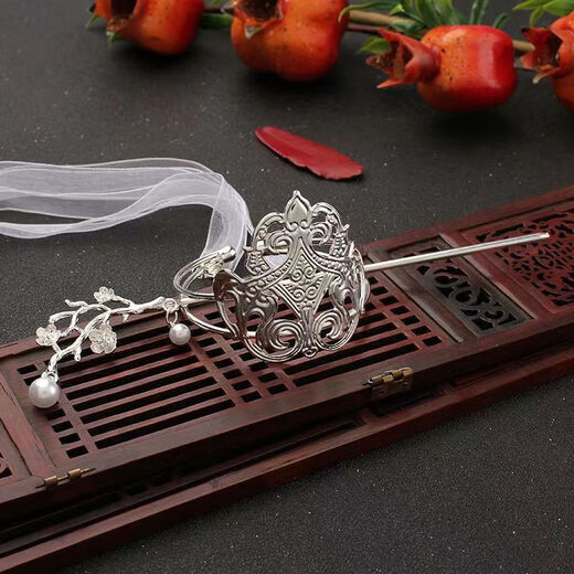 Meng Junchen, ancient style Hanfu hair crown, hair crown, crown headband, ancient style film and television style crown, unisex, white ribbon hair crown + hairpin