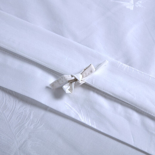 Mengwei white five-star hotel guesthouse homestay cotton four-piece set pure cotton satin embroidered solid color bedding 60 feather flowers 2.0 meters bed (220*240cm quilt cover) four-piece set