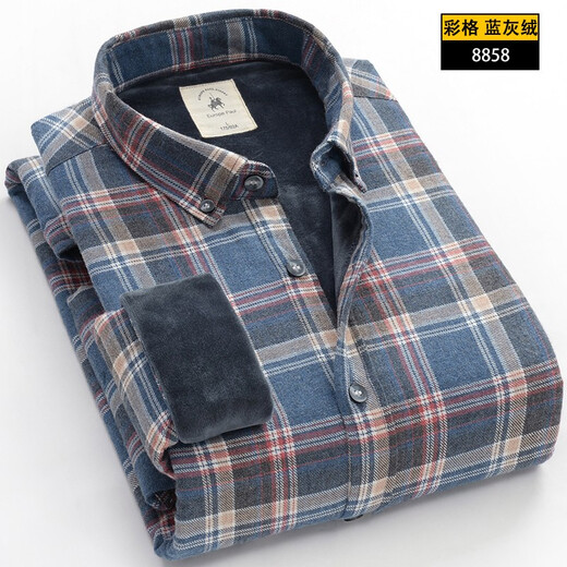 Colombass Winter Plus Velvet Engrosada camisa tibia Camisa a cuadros de manga larga de hombres