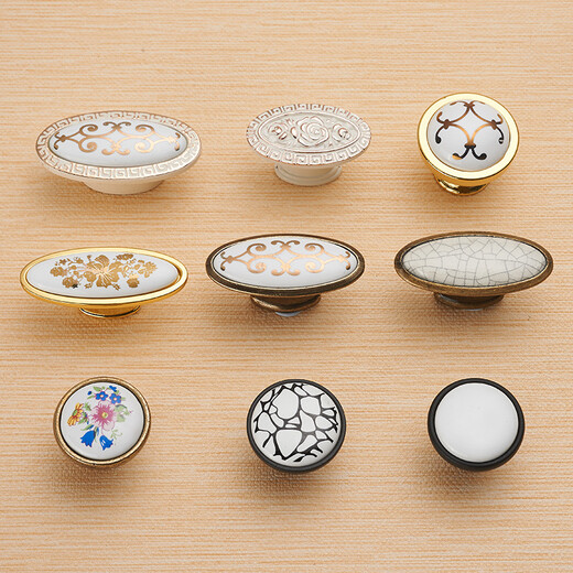 
XMSJ European ivory white wardrobe door round handle modern simple drawer single hole cabinet shoe cabinet handle small handle 9928F oval single hole