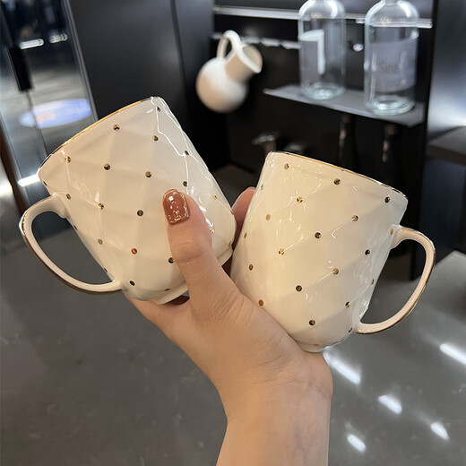 启派 欧式水杯套装陶瓷茶具耐热凉水壶大容量茶壶家庭待客喝水杯茶杯节日结婚送礼高档水具套装 高档陶瓷水杯套装9件套【681】礼盒装