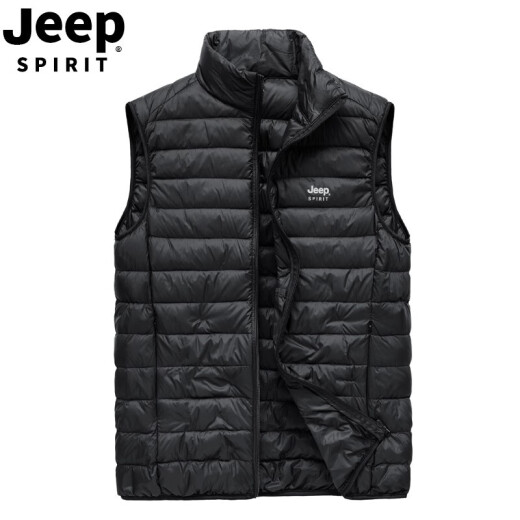 Jeep (JEEP) Down Vest Men's Lightweight Style 2024 Autumn and Winter New Style Lightweight Vest Vest Men's Fashion Duck Down Warm Black M/170