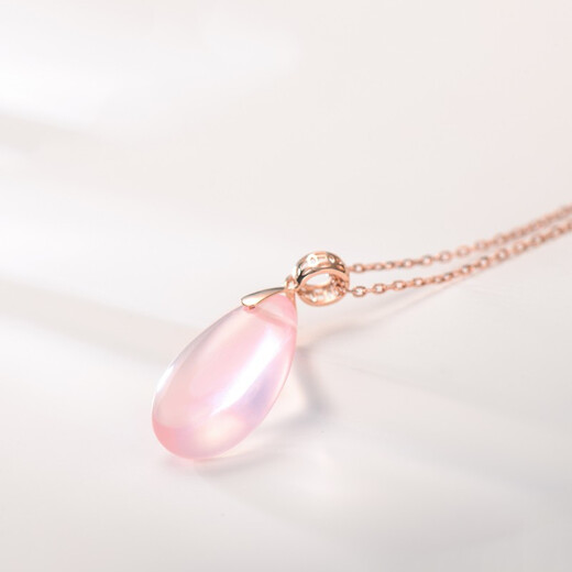 Avani rose gold necklace for women 18K gold diamond hibiscus stone pendant for women pink crystal drop-shaped pendant water drop beauty pendant single pendant