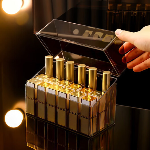 KAMAN lipstick storage box dust-proof Internet celebrity desktop cosmetics box with lid multi-grid lip glaze lipstick rack 18-grid heightening dust-proof