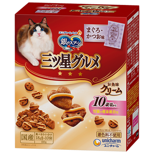 Du Lailin Japan's original imported silver spoon Samsung gourmet cream cat biscuit crispy silver spoon cat food hair ball snack cream biscuit 10-year-old cat tuna + bonito 1 1 box