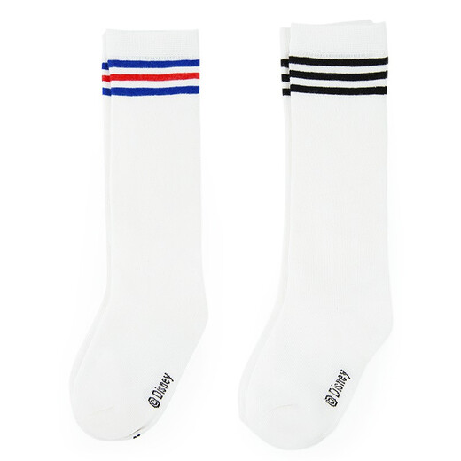 Paw Paw Team Li Dagong children's stockings over the knee cotton pile thin student girls mid-stocking socks summer boys high-top football socks SM3663 (2 pairs of white black stripes + blue and red stripes) 16-18 (recommended for 4-6 years old)