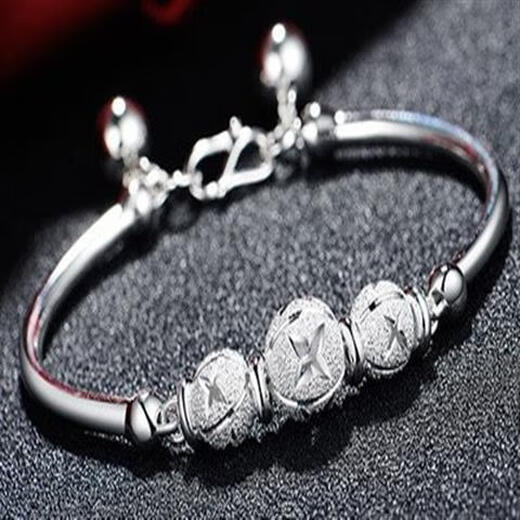 Hanzhu pure silver s999 silver bracelet, jade bead bracelet for women, birthday gift for girlfriend, lucky star