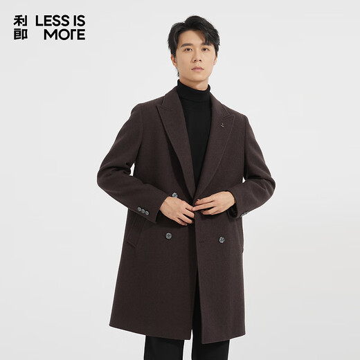 Lilang Light Fashion Men's Clothing Clean Face Velveteen Woolen Coat Men's Long Peeled Collar Wool Jacket Q4DYR307 Burgundy XL (175)