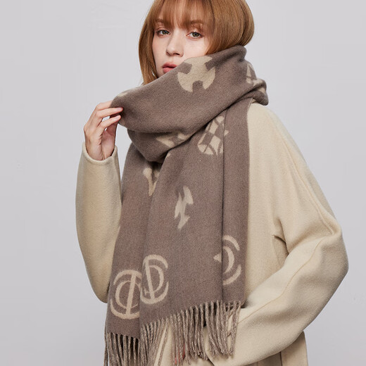 FANCET 100% Bufanda de lana para mujeres en otoño e invierno Luz de lujo Bufanda jacquard Caja de regalo de regalo de regalo de regalo de mediados de outumnia.
