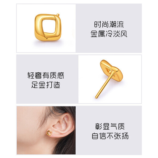 Laomiao Gold Earrings Dolphin Gold 5D Square Small Sugar Cube Earrings for Wife’s Birthday Gift for Girlfriend