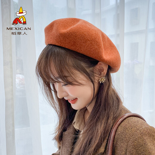 Scarecrow beret women's autumn and winter hat fashion versatile warm ins Korean version of the trendy internet celebrity style painter hat for women big red regular version