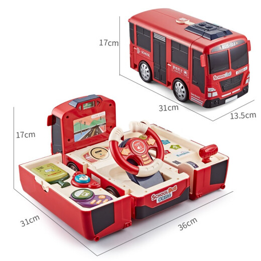Baolexing children's educational toy car disassembly and assembly deformation bus inertia car simulation sound and light sound effect cab play house toy boy and girl birthday gift red
