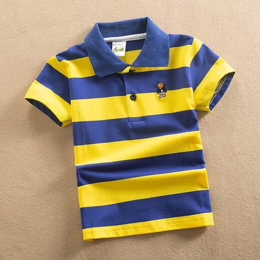 Ropa para niños Camiseta de manga corta Camiseta de verano para niños Camiseta de rayas de solapa de solapa infantil de manga intermedia