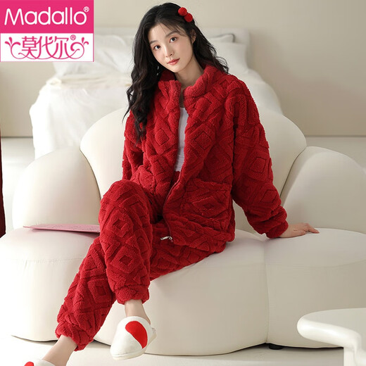 MODAL 2025 Nouveau pyjamas d'automne et d'hiver pour les femmes en velours d'hiver Velvet épaissis de la flanelle décontractée Ensemble de vêtements CH9207 # 800 Femmes 2xl (175)