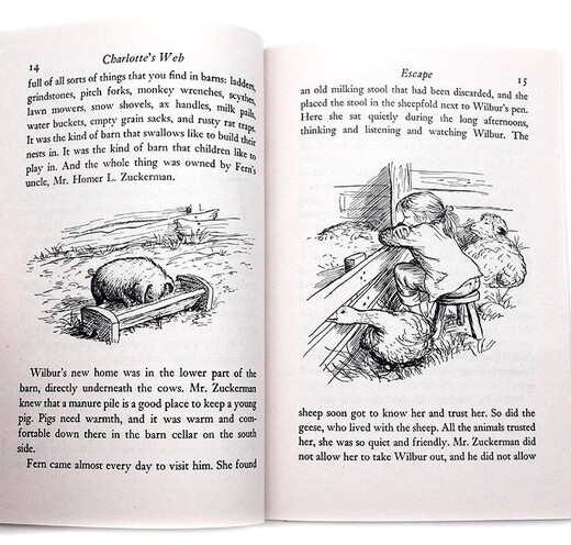 Веб -оригинальная английская английская Charlotte Web E.B. White American Edition Newbery's Children's Award Award Lansi Index 680L
