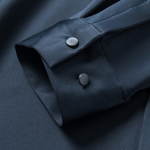 Anislen noble velvet long-sleeved shirt for men in winter thickened and warm solid color no ironing all-match business casual slim shirt for men 3021 upper cyan plus velvet warm style 2XL 180 size recommended 150-165 Jin Jin equals 0.5 kg