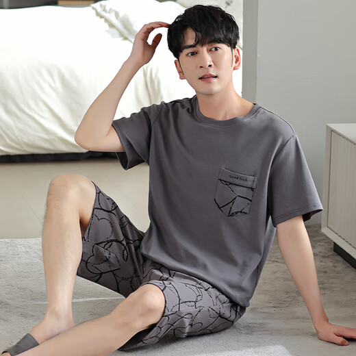 
Modal pajamas men's 2025 summer new cotton simple light luxury solid color cool feeling can be worn outside home clothing set ZY9764 men-XXL
