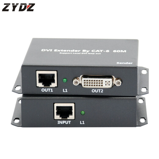 Zhiyong DVI Extender 60 Meter einzelnes Netzwerkkabel zu RJ45 Netzwerksender 1080p HD unterstützt Computer-Videorecorder Video verlustfreie Übertragung durch Signalübertragungspaar DVI Netzwerksenderpaar