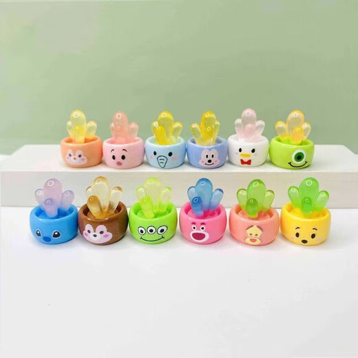 Luminöse Kaktus -Ornamente in der Autozentrum Konsole Dekoration DIY Accessoires Kinder Studenten belohnen kleine Geschenke Leuchtend Cartoon Sukkulente Kaktus Set 12