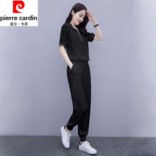 皮尔卡丹（pierre cardin）冰丝休闲套装女夏季新款宽松显瘦韩版气质减龄时尚洋气透气俩件装 白色套装CWK#757 XL 建议115-130斤