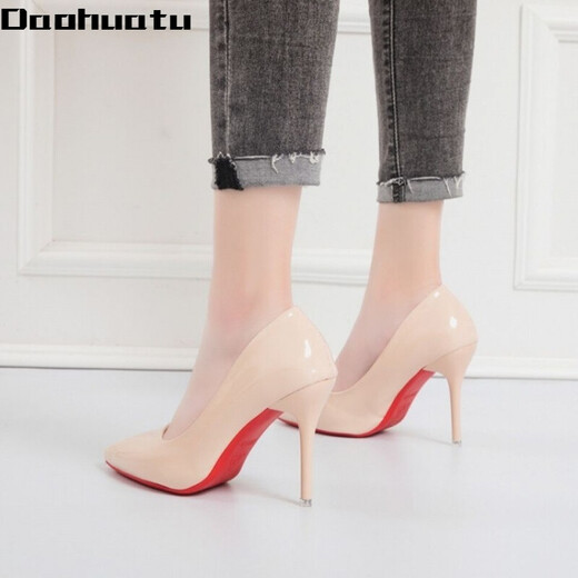Daohuatu 45 large size men's shoes 20 autumn new pointed toe stiletto sexy women's high heels cross-dressing transvestite 43 gold 10cm 44