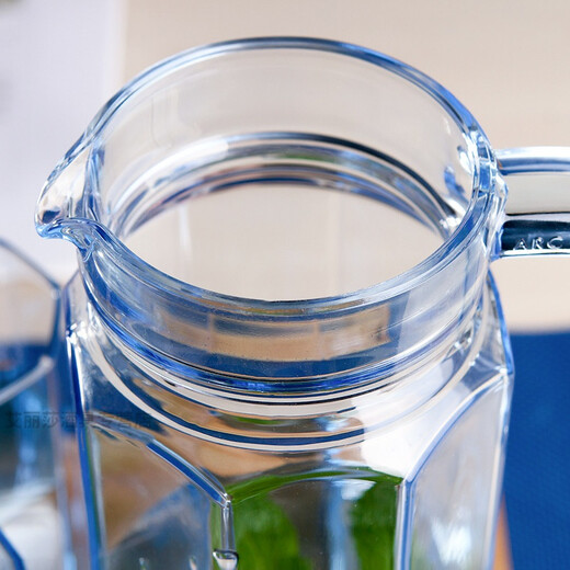 French Lemeiya glass cup, hot water resistant cup, cold kettle set, household tea cup, cold kettle set, high temperature resistant octagonal cup, ice blue octagonal water set, 5-piece set