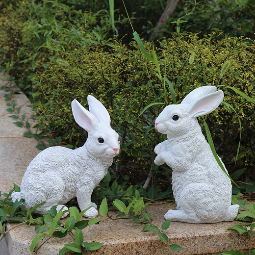 Hongri Guanghui Garden Decoration Courtyard Outdoor Kindergarten Decoration Ornaments Crafts Sculpture Simulation Animal Rabbit Ornaments Model 3 Yellow Rabbit