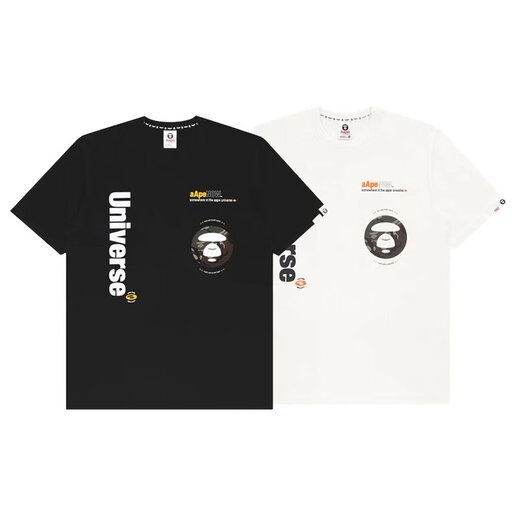AAPE MODE MARKE APE HEAD CAMOBLAGE BRIEFEN RUND SACK COUTWOLLE Kurzärärmelte T-Shirt für Männer und Frauen Sommer loser halbärmeliges Hemd schwarz 693# schwarz M 80jin [Jin entspricht 0,5 kg] 120jin [Jin gleich 0,5 kg]