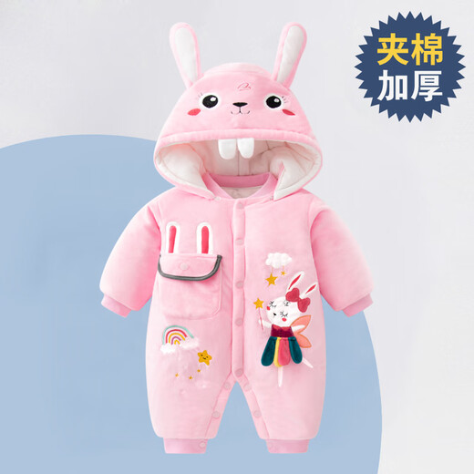 迪迪熊日记（DIDIXIONGRIJI）新生儿衣服冬季夹棉加厚婴儿衣服0-3月宝宝厚款棉服外出抱衣冬装 暖绒只喝奶 59cm 适合9斤内的宝宝穿的