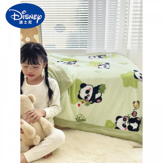 Disney Cute Panda Blanket Type A Milk Velvet Newborn Baby Blanket Children's Small Blanket Cover Autumn and Winter Double Layer Thickened Panda Zaizai Soft Milk Velvet 100*120cm Infant and Child Style
