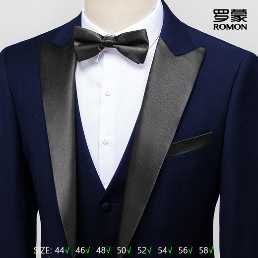 ROMON Art Exam Suit Men's Vocal Graduation Suit Men's Korean Slim Suit Men's Chorus Performance Clothes Black Lapel Suit + Vest + Pants 5XL Size (195 Jin Jin is equal to 0.5 kg)