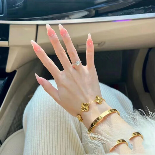 Vatican-made old Phoenix gold store style gold-wrapped 999 sterling silver four-leaf clover bracelet female forest simple ins five-flower bracelet bracelet