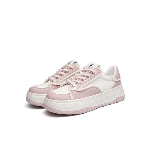 Libellule rouge Chaussures de planche épaisses Nouvelles couleurs de contraste pour femmes chaussures de sport rétro tricotées Frail College Dissous chaussures WTB13579 Pink 35
