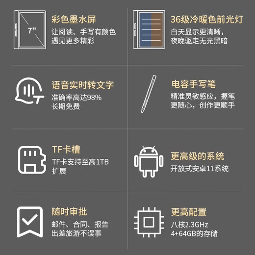 大我BigmeB7通话办公彩色Mini办公本智能墨水屏阅读器电纸书 B751C【套装含黑色皮套和笔】