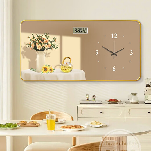 
Meiyouchun Modern Simple Restaurant Decorative Painting Wall Clock 2025 New Perpetual Calendar Electronic Watch Nordic Flower Clock Wall JD121.13 Perpetual Calendar + Watch 100*50cm Crystal Picture PVC Gold Edge