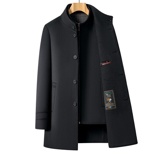 
FULANLE PAULO high-end wool coat jacket for men's autumn and winter high-end stand-up collar woolen coat thickened down glove business dad suit gray thickened [disassembly down glove] 180/XL
