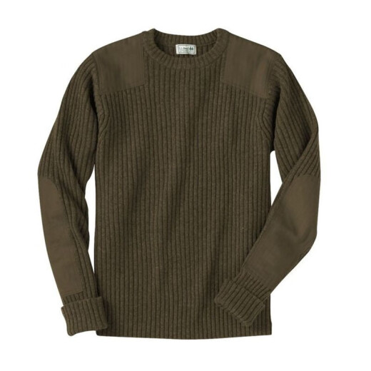L.L.BeanL.L.Bean/宾恩男毛衣圆领针织套头 保暖秋冬肘部肩部贴片TA228194 橄榄绿 M 美码偏大 107-112厘米