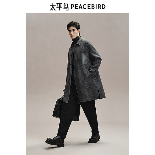 PeaceBird Men's Clothing [lana de sarga] abrigo de lana de lana de lana de invierno
