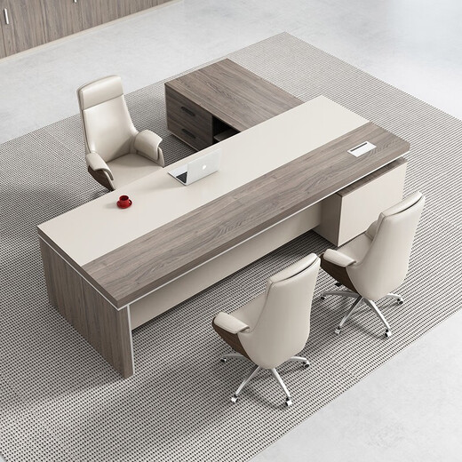 Nuoxiong ready stock boss desk simple modern boss desk and chair combination office computer desk furniture office furniture executive desk president manager desk light luxury fashion 2.2*0.8 meters + side cabinet + boss chair + 2.4 meters bookcase