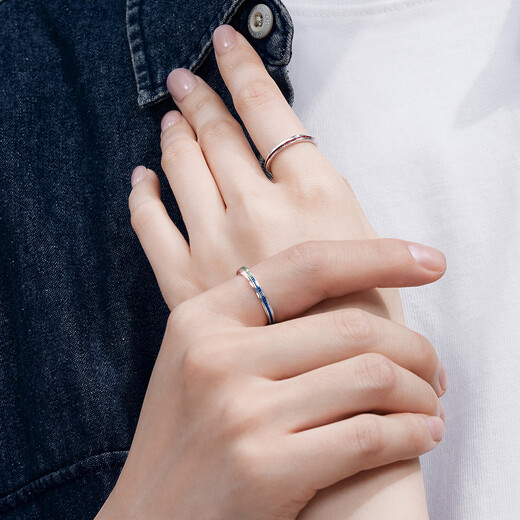 Lukfook Jewelry Platinum 950 Love Platinum Ring Couple Wedding Pair Ring Single Price GJPTBR0007 No. 17-4.17g (including labor cost 680 yuan) Men's model