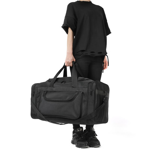 DITD DESIGN IN THE DESIGN Large-capacity portable travel bag, work luggage bag, Oxford cloth checked bag, trunk storage bag, shoulder luggage bag, black large size 62L