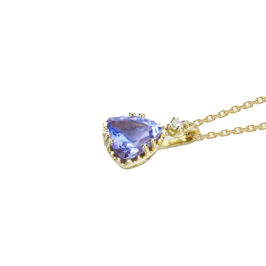 Fat Donglai's same style tanzanite necklace Japanese natural 18K gold light luxury amethyst pendant Tanzanite necklace